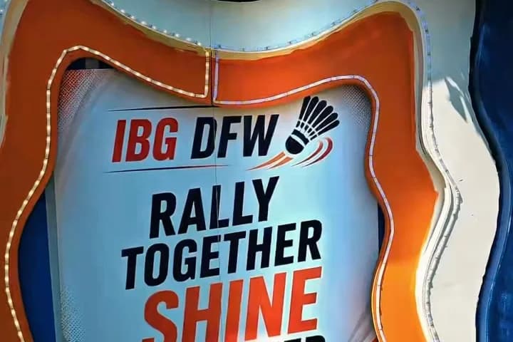 Branded event backdrop with an IBG DFW logo and the words Rally Together, Shine Together